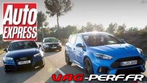 Lire la suite à propos de l’article Ford Focus RS vs Audi RS3 vs Volkswagen Golf7 R review : mega hatch road test!
