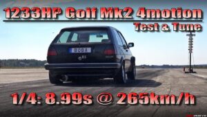 Lire la suite à propos de l’article Golf 2 VR6 Turbo 4Motion 1233cv avale le 1/4 mile en 8.9 seconds