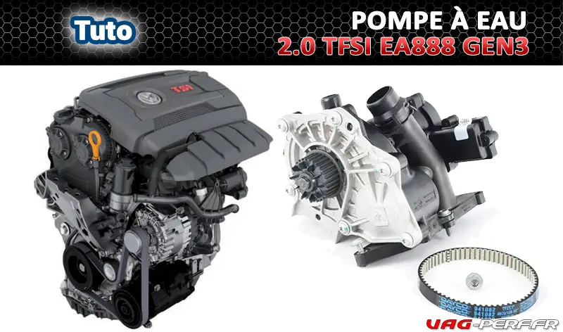 Lire la suite à propos de l’article Comment remplacer la pompe à eau et le boîtier de calorstat sur VW GOLF 7 GTI 2.0 TSI EA888.3?