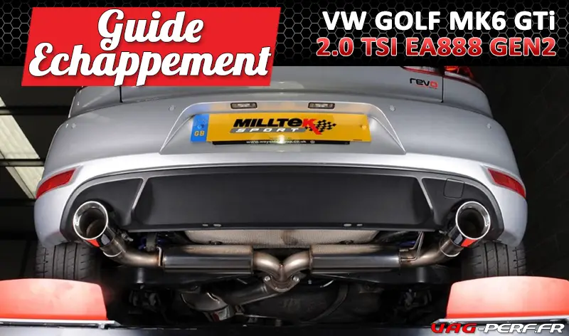 Lire la suite à propos de l’article Echappement pour VW Golf 6 Gti : Pièces d’origine et Pièces performance (Descente de turbo, Décata, Downpipe, Demi-lign, Catback, Inox, Milltek, Scorpion …)