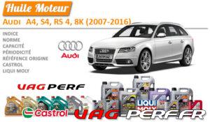 Lire la suite à propos de l’article Huile de vidange moteur – Audi A4, S4, RS 4, 8K (2007-2016)